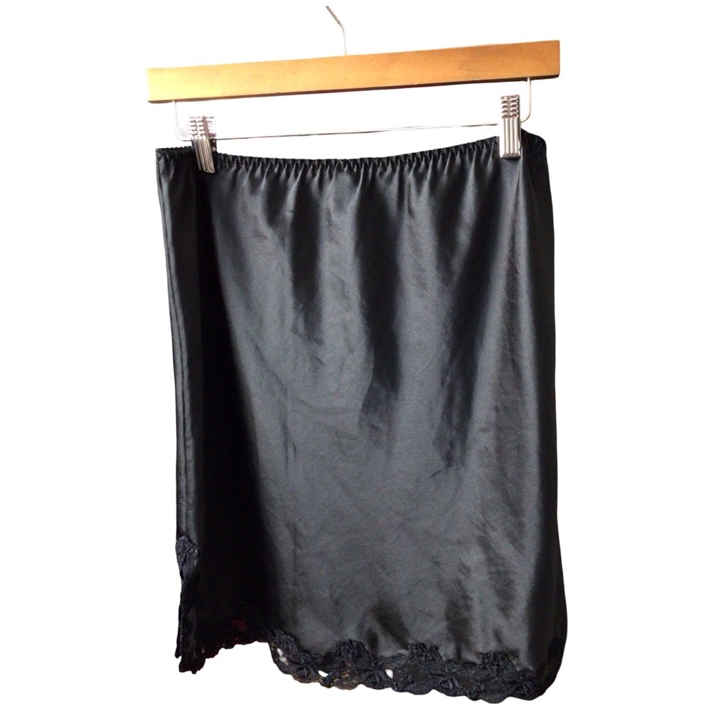 Victoria's Secret Black Satin Slip with Lace - Picture 3 of 4
